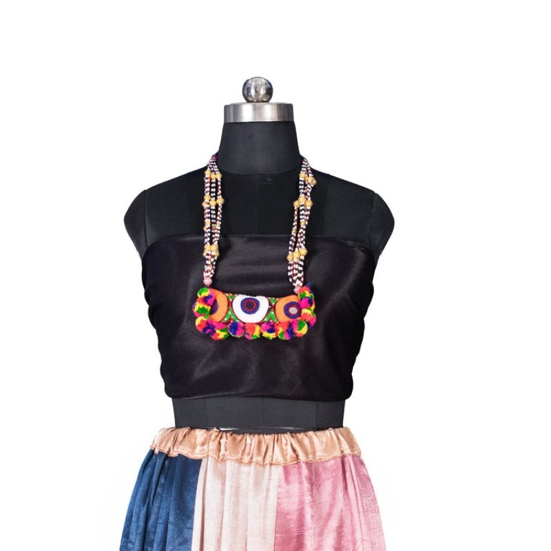 Ahir Work Moti Hand Embroidered Mirror Work Neck Lace - 45 cms Length - SKU : MD18907O