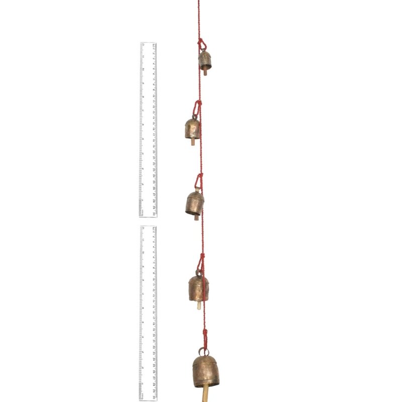 Hand Made Metal Bells Wrought Iron Copper-Zinc Coated Home Décor Chimes Cow Bell - SA RE GA MA String Bell - 5 Bells - 56 cms Length - SKU : BEL-0121 - Image 4