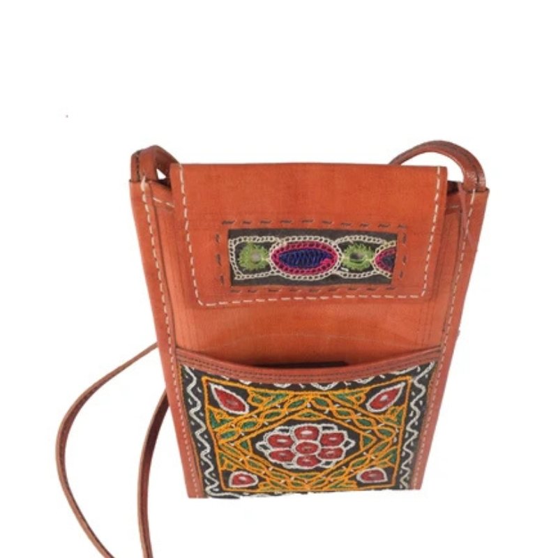 Ahir Work Pure Leather Leathercraft Hand Made Hand Embroidery Mobile Cover - 21 cms Height x - SKU : AB31A01A - Image 3