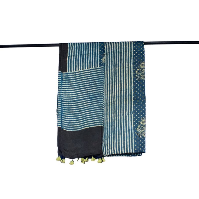 Ajrakh Modal Silk Natural Dye Hand Block Print Kurta-Dupatta (Two Piece Set) with Full Ajrakh Heavy Dupatta with Tassels - SKU : ID25701B - Image 5