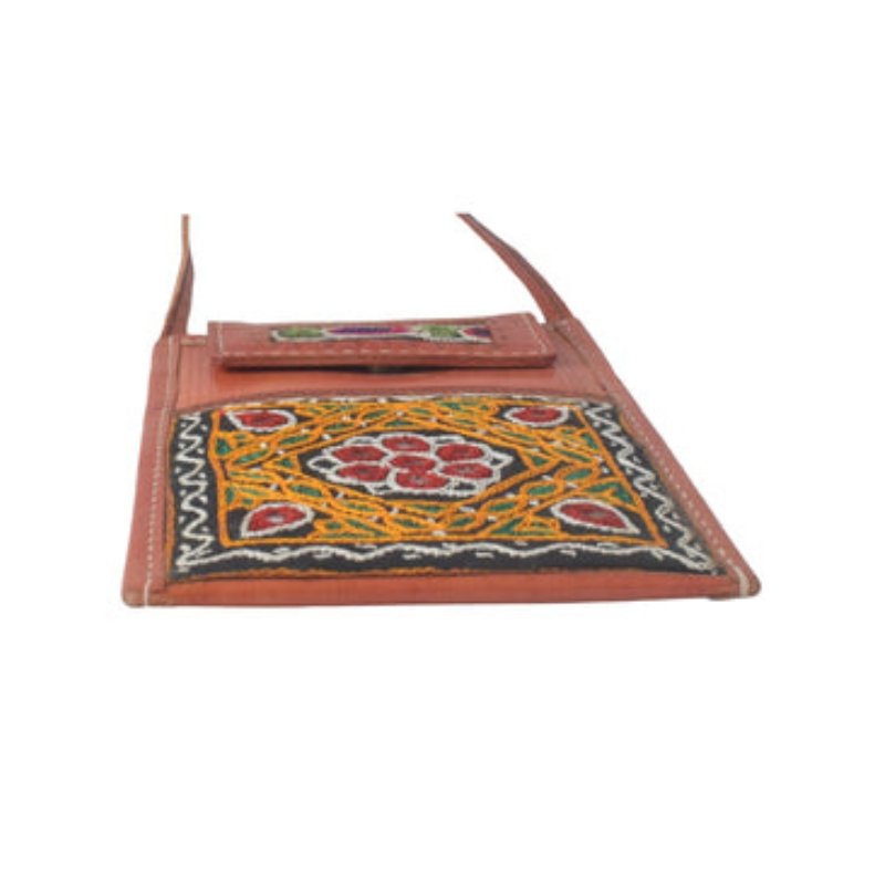 Ahir Work Pure Leather Leathercraft Hand Made Hand Embroidery Mobile Cover - 21 cms Height x - SKU : AB31A01A - Image 5