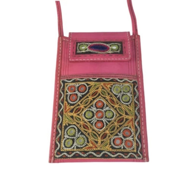 Ahir Work Pure Leather Leathercraft Hand Made Hand Embroidery Mobile Cover - 21 cms Height x - SKU : AB31A01B - Image 5