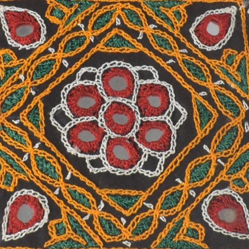 Ahir Work Pure Leather Leathercraft Hand Made Hand Embroidery Mobile Cover - 21 cms Height x - SKU : AB31A01A - Image 6