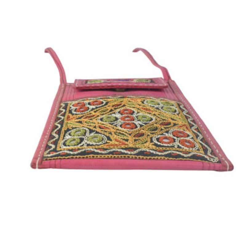 Ahir Work Pure Leather Leathercraft Hand Made Hand Embroidery Mobile Cover - 21 cms Height x - SKU : AB31A01B - Image 6