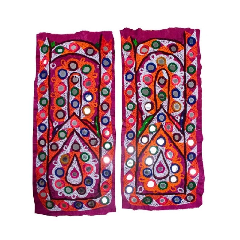 Ahir Work Cotton Hand Embroidered Mirror Work Handwork Patch - SKU : MD20401K