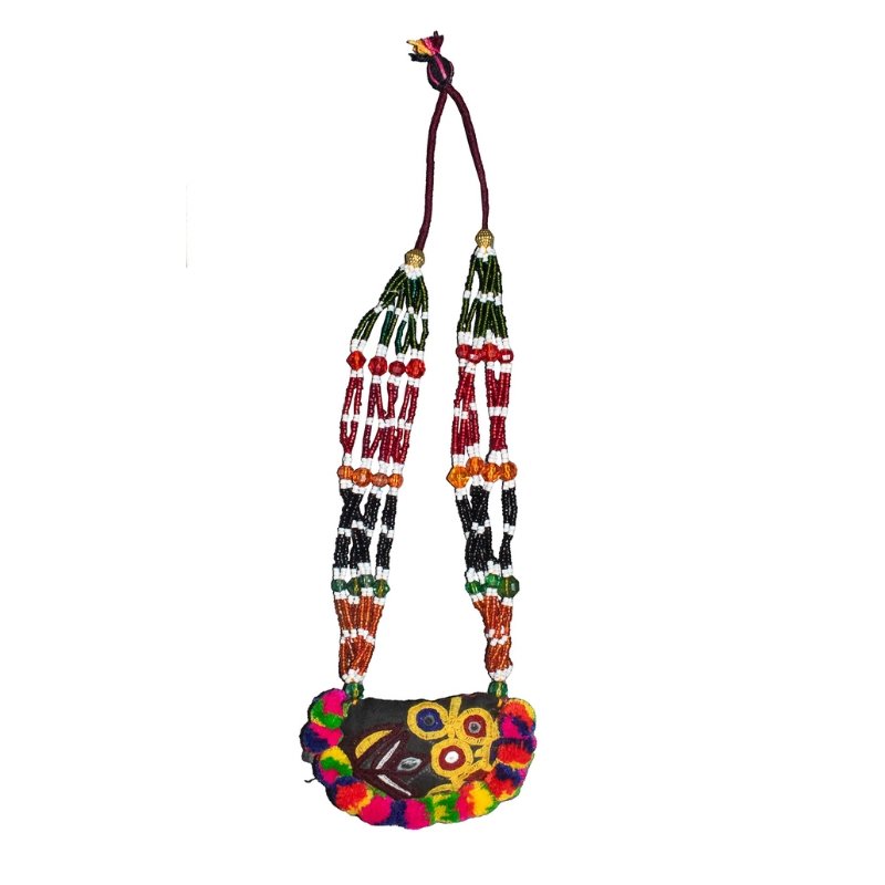 Ahir Work Moti Hand Embroidered Mirror Work Neck Lace - 45 cms Length - SKU : MD18907A - Image 2