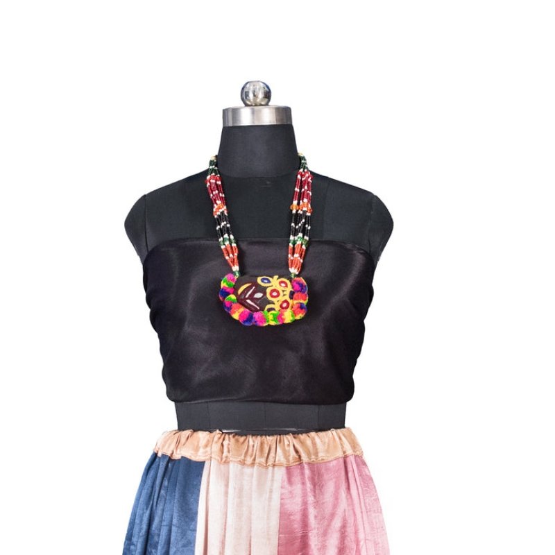 Ahir Work Moti Hand Embroidered Mirror Work Neck Lace - 45 cms Length - SKU : MD18907A