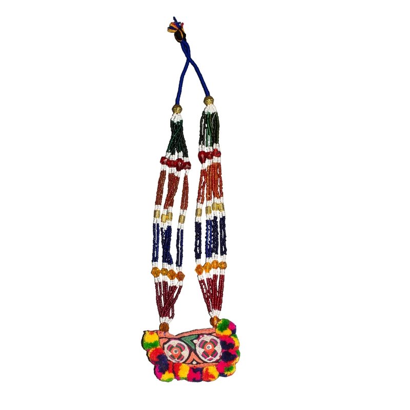 Ahir Work Moti Hand Embroidered Mirror Work Neck Lace - 45 cms Length - SKU : MD18907D - Image 2