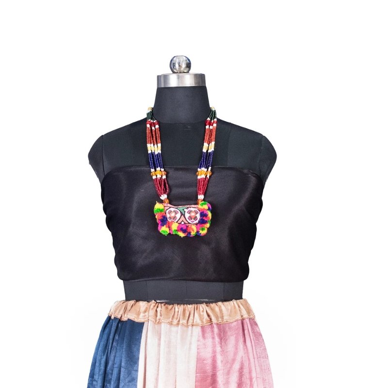 Ahir Work Moti Hand Embroidered Mirror Work Neck Lace - 45 cms Length - SKU : MD18907D