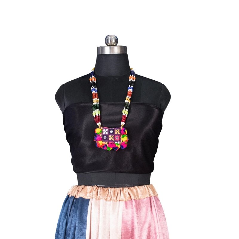 Ahir Work Moti Hand Embroidered Mirror Work Neck Lace - 45 cms Length - SKU : MD18907I