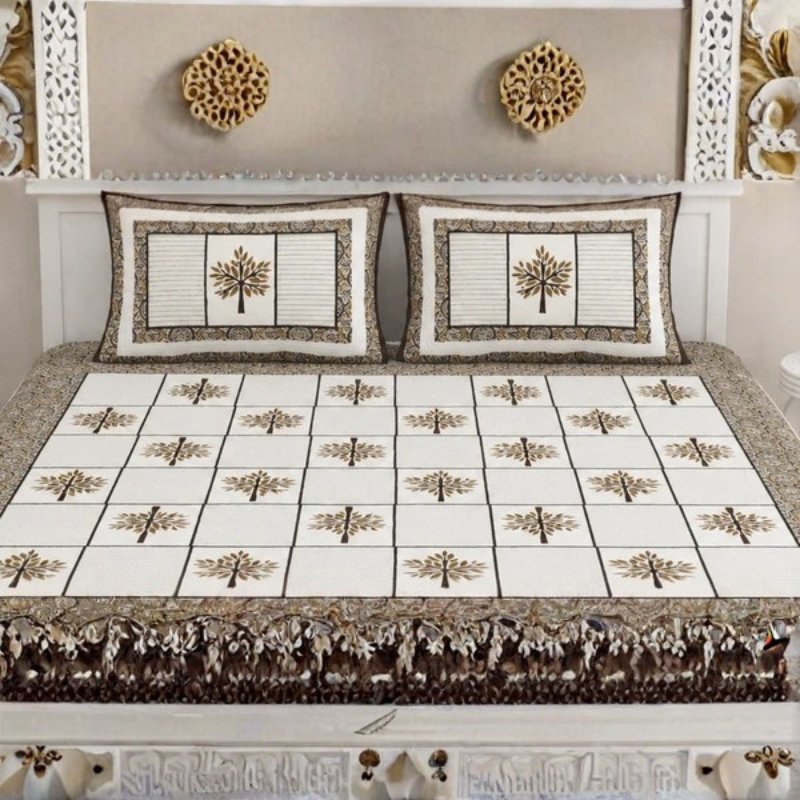 Ajrakh Cotton Natural Dye Kutchi Galicha Hand Block Print Bedsheet - Double King Size - 100 Inch Length - SKU : KD09602C - Image 3