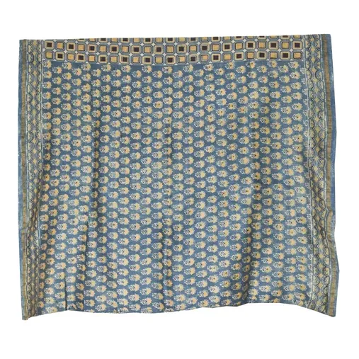 Ajrakh Chanderi Silk Natural Dye Hand Block Print Saree with Ajrakh Blouse Piece - 5.5 Mtr Length + 0.85 Mtr Blouse Piece - SKU : ID27904A - Image 5
