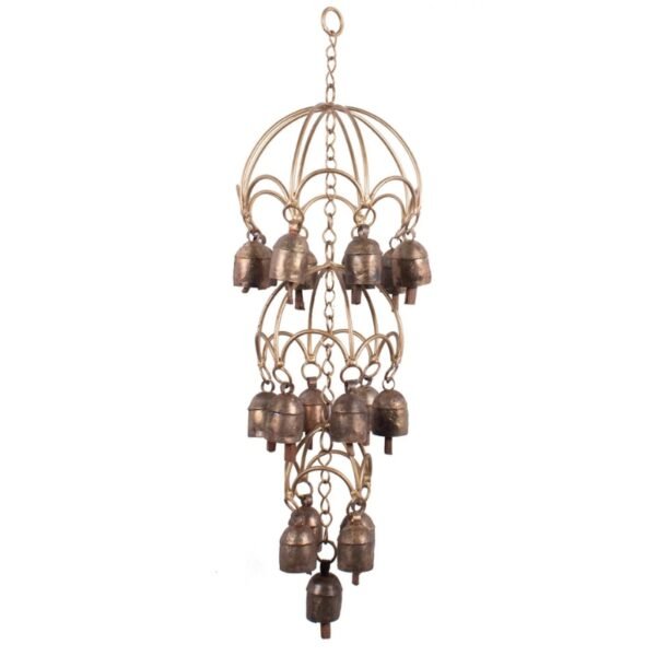 Hand Made Metal Bells Wrought Iron Copper-Zinc Coated Home Décor Chimes Cow Bell - Zummer - Ring - 19 Bell - SKU: 0032