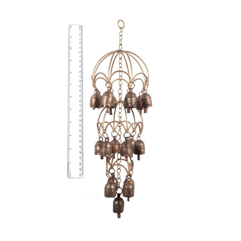 Hand Made Metal Bells Wrought Iron Copper-Zinc Coated Home Décor Chimes Cow Bell - Zummer - Ring - 19 Bell - SKU: 0032 - Image 2