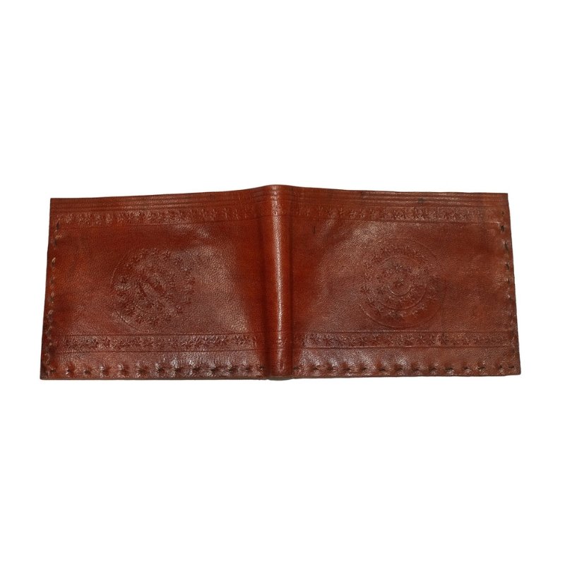 Leather Craft Punch Work Pure Leather Leathercraft Hand Made Wallet - Gents - 9 cms Length - SKU : AB15808A - Image 2