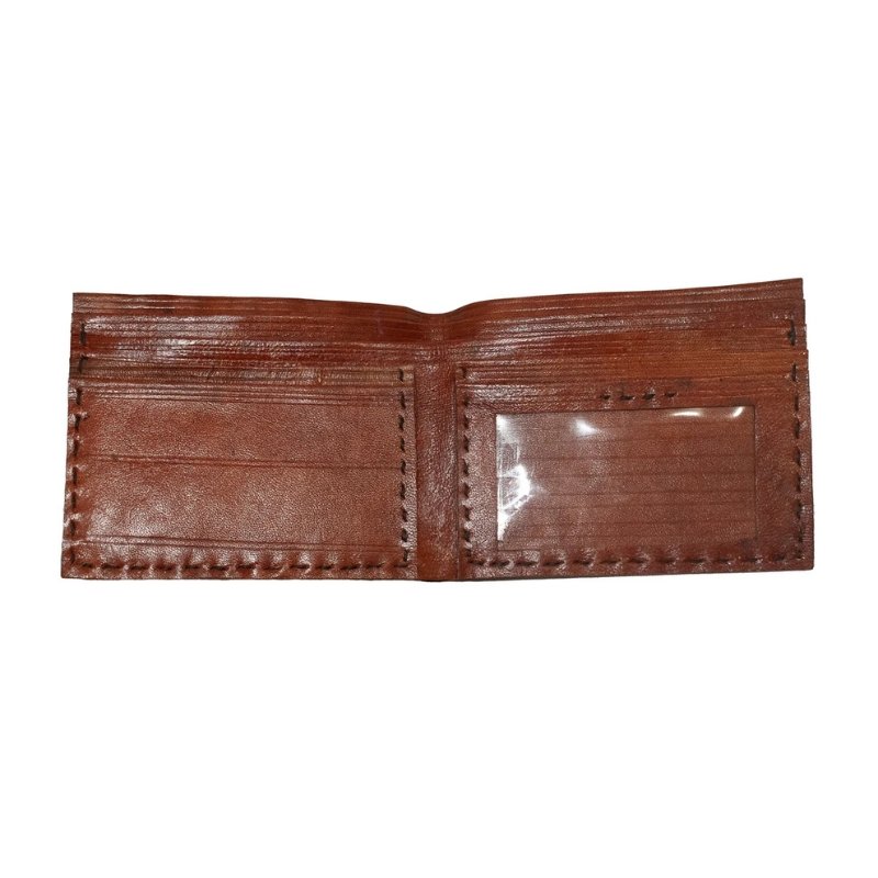 Leather Craft Punch Work Pure Leather Leathercraft Hand Made Wallet - Gents - 9 cms Length - SKU : AB15808A - Image 3