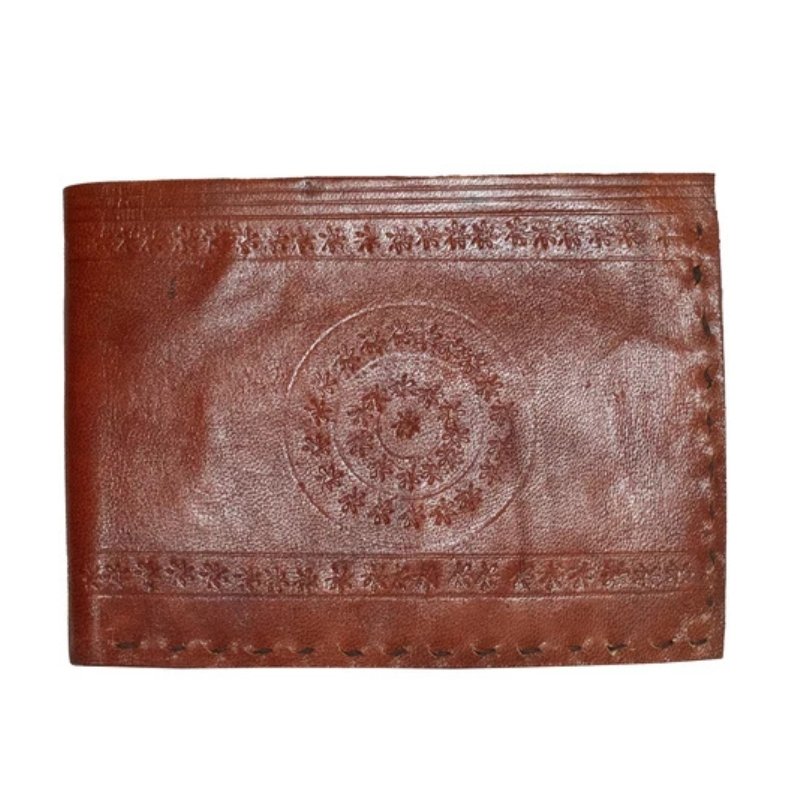 Leather Craft Punch Work Pure Leather Leathercraft Hand Made Wallet - Gents - 9 cms Length - SKU : AB15808A