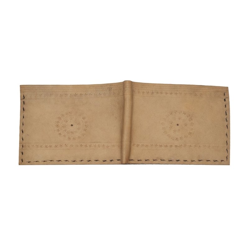 Leather Craft Punch Work Pure Leather Leathercraft Hand Made Wallet - Gents - 9 cms Length - SKU : AB15808B - Image 2