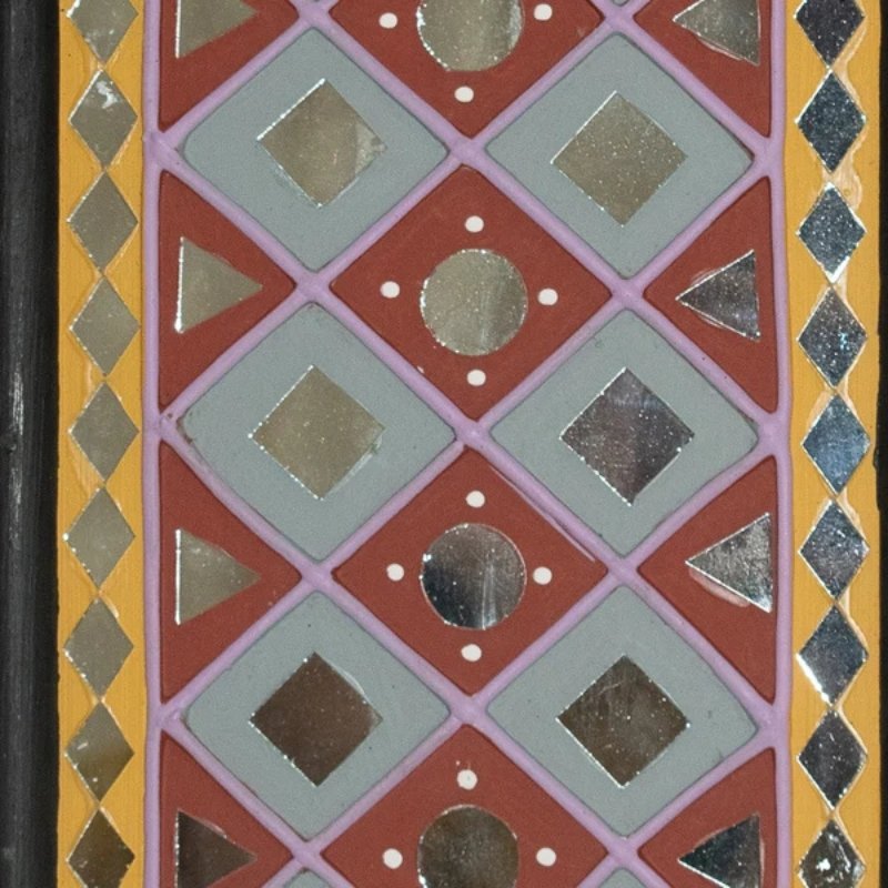Lippan Kam Wooden Traditional Kutch Handicraft Mud-Mirrorwork Lippan Kam Wall Art Key Holder (Water and Break Resistant) - 9 Inch Length - SKU : 0002-YEBK - Image 3