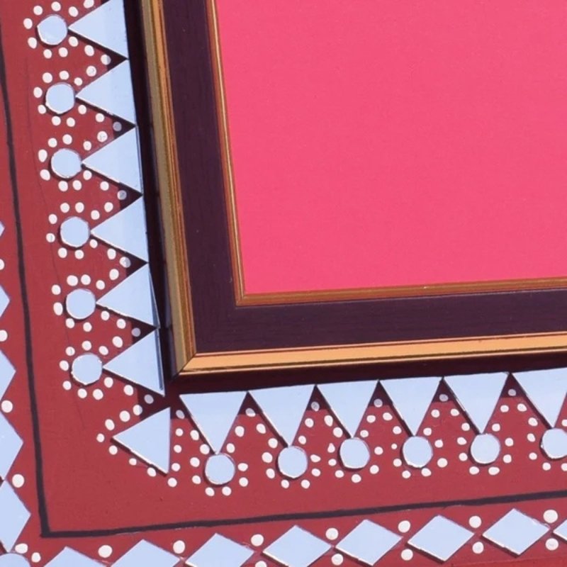 Lippan Kam Wooden Traditional Kutch Handicraft Mud-Mirrorwork Lippan Kam Wall Art Photo Frame (Water and Break Resistant) - 12 inch Length - SKU : 0002-MRBK - Image 4
