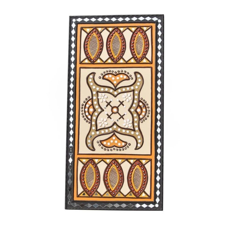 Lippan Kam Wooden Traditional Kutch Handicraft Mud Mirror Art Wall Hanging - SKU: 0150