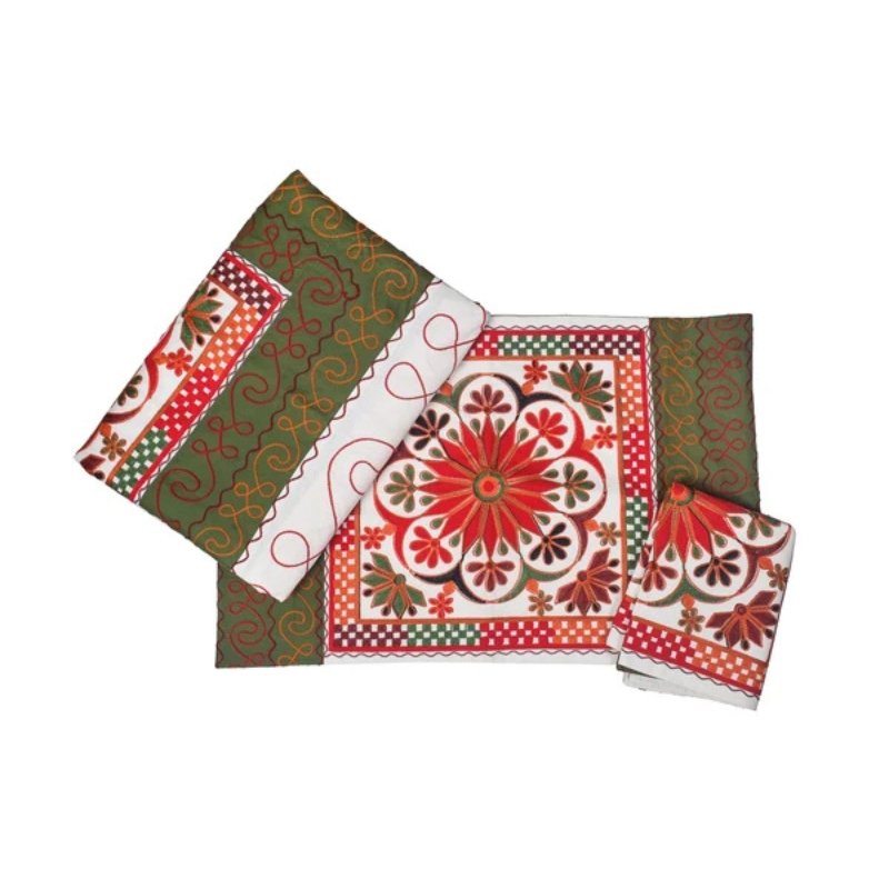 Machine Embroidery Cotton Double Bedsheet - Double - 7 Feet Length - SKU : NC09A04A - Image 2