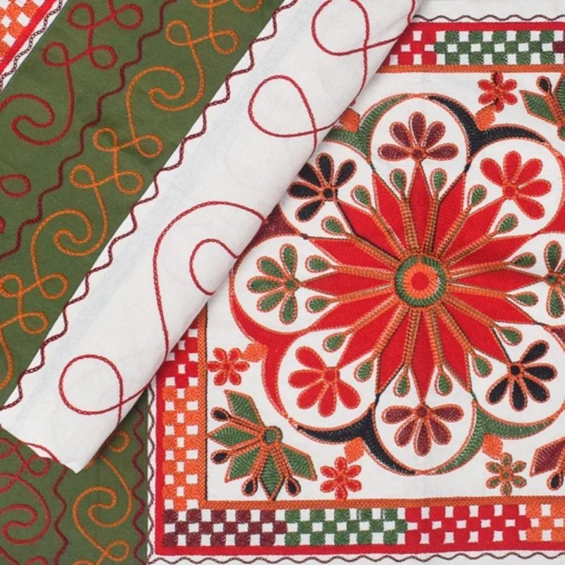 Machine Embroidery Cotton Double Bedsheet - Double - 7 Feet Length - SKU : NC09A04A - Image 4
