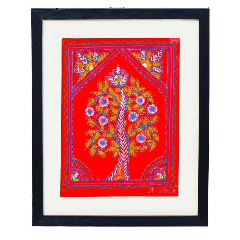 Rogan Painting Cotton Painting With Frame - 12 Inch Length - SKU : AG26C01A