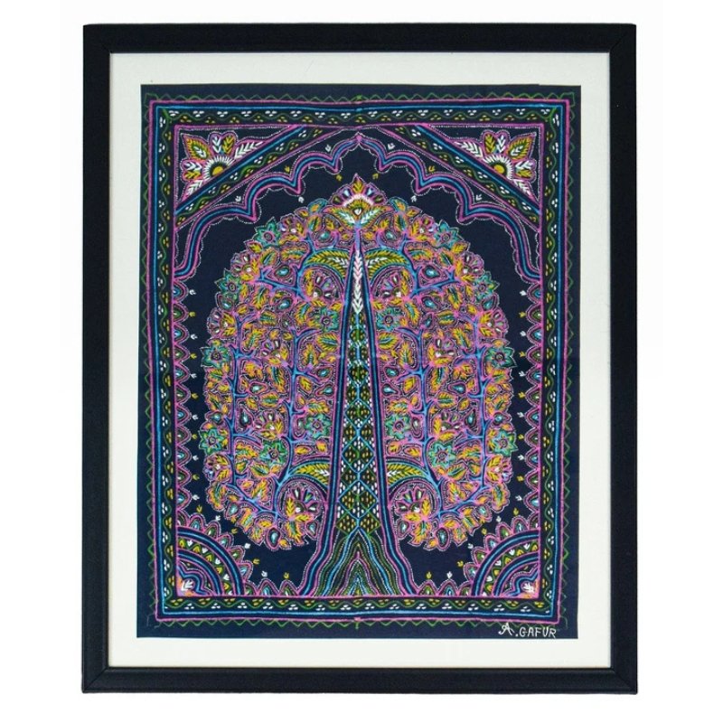 Rogan Painting Cotton Painting With Frame - 17 inch Length - SKU : AG01A01A