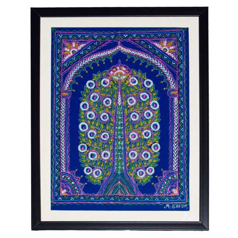 Rogan Painting Cotton Painting With Frame - 17 inch Length - SKU : AG01A01C