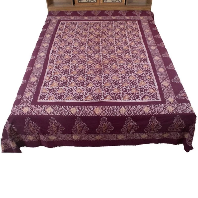 Wax Batik Cotton Hand Printed Bedsheet - Double - SKU: AA06C02A - Image 5