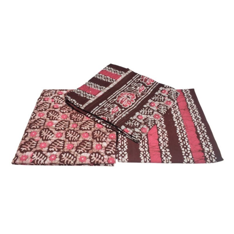 Wax Batik Cotton Three Colour Full Printed Hand Block Print Dress Material with 44 Inch wide Dupatta - 2.5 Mt Top - SKU : RA05401Z - Image 3